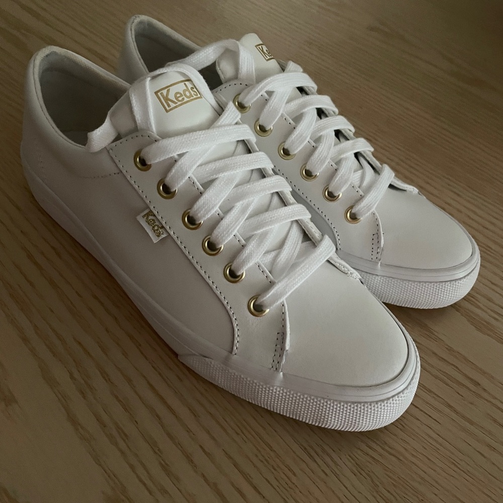 Keds White and Gold Classic Sneakers